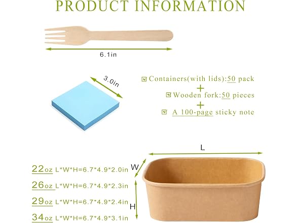 50-Pack 22Oz Kraft Paper Bowls