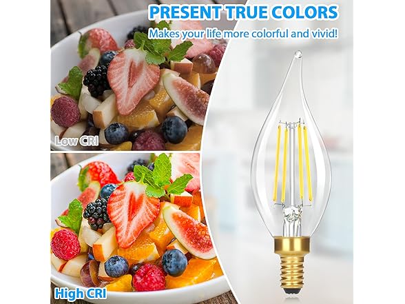 GoBright 12Pk Dimmable E12 LED Candelabra Bulbs, 60W