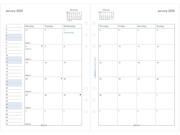 Filofax A5 Month on two pages 2025 Diary