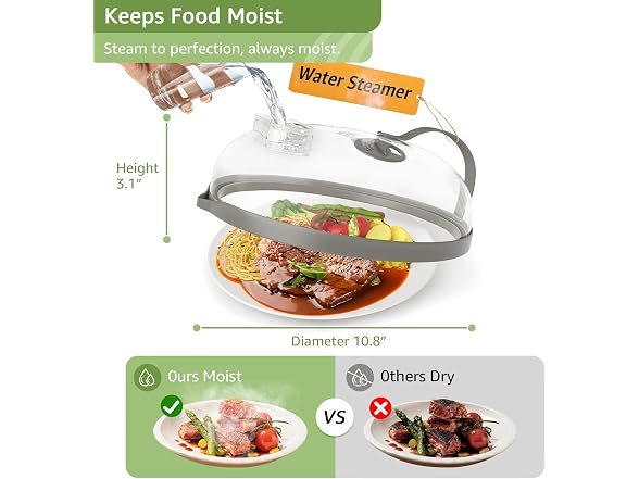 Microwave Splatter Cover with Water Steamer