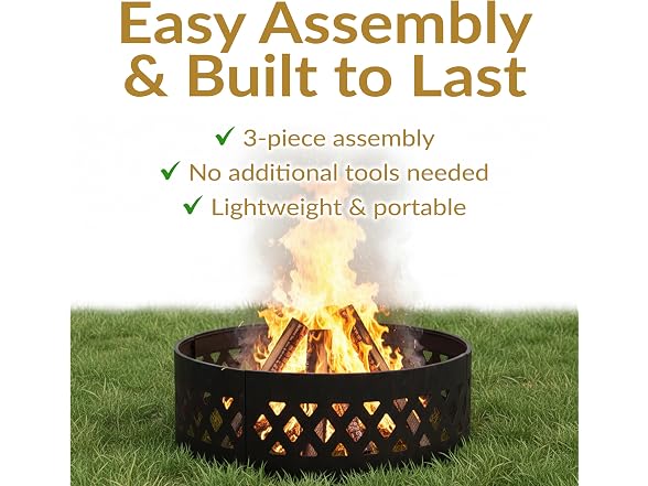 Sunnydaze Crossweave Large Round Outdoor Steel Metal Fire Pit Ring, 36"