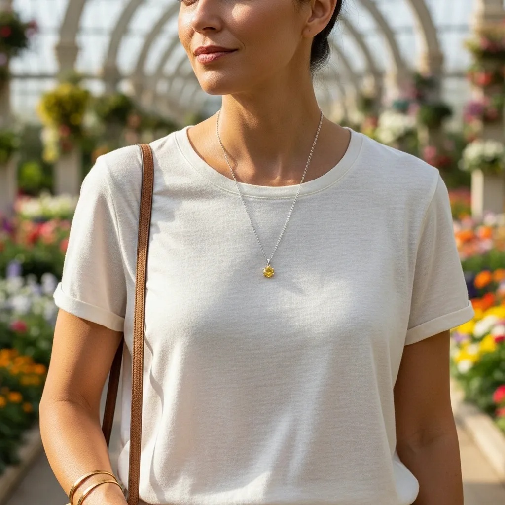 Yellow Moissanite Diamond Necklace - Gallery 7