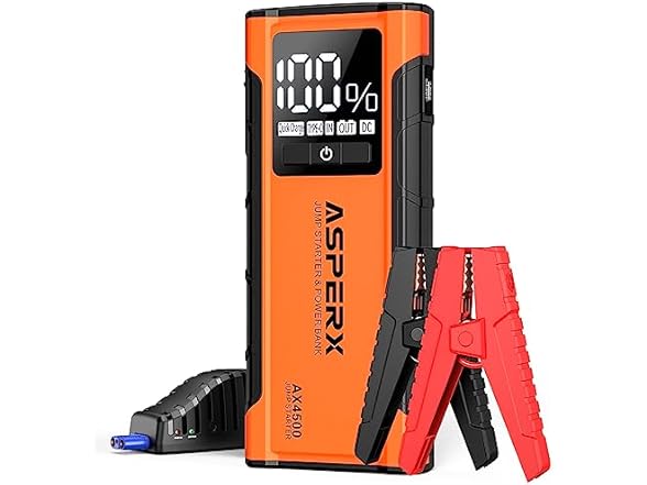 ASPERX AX4500 Jump Starter, 4500A - Orange
