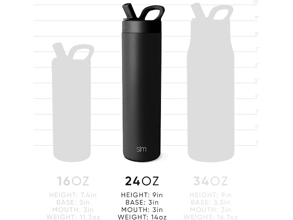 Simple Modern Insulated Water Bottle| 24oz | Black