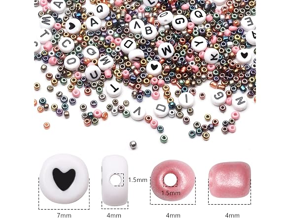 FEEIN 4mm 6/0 Glass Seed Beads Letter Beads for a