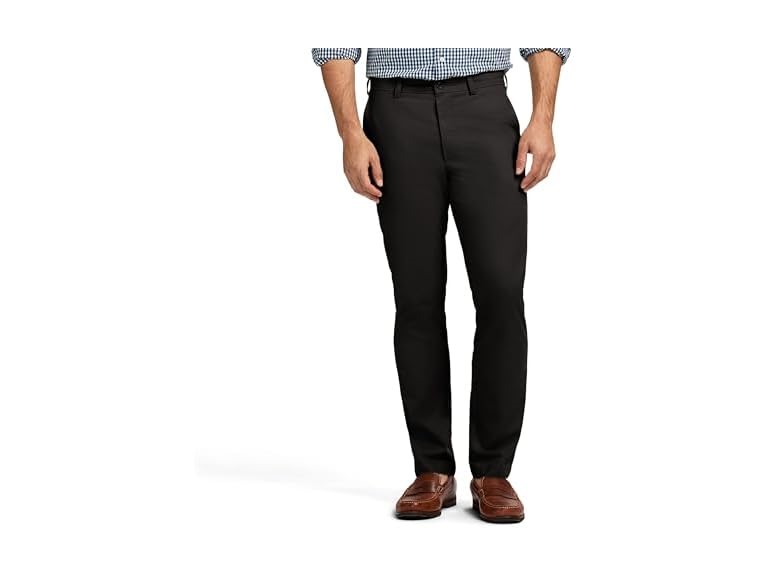 IZOD Men's American Chino Flat-Front Straight-Fit Pants, Black, 38W x 32L