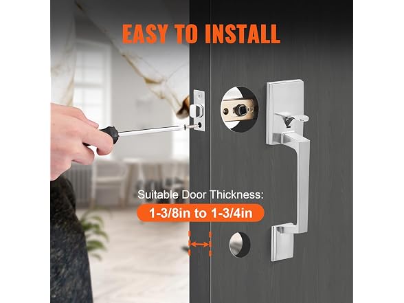 VEVOR Front Door Handle, Satin Nickel