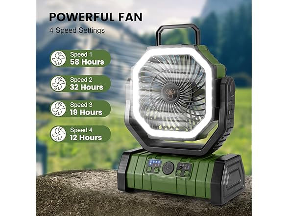 30000mAh Camping Fan with LED Lantern