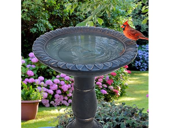 Sunnydaze 26” H Concrete Bird Bath Patina Blue