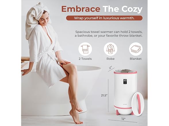 SereneLife Towel & Blanket Warmer Pink