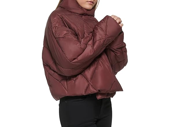 Calvin Klein Womens Zip Front Asymmetric Light Puff Jacket (M)