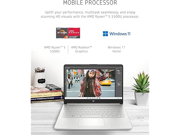 HP 14-fq1025nr 14" 256GB SSD,AMD Ryzen 5 5500U, 4 GHz, 80GB (Open Box)