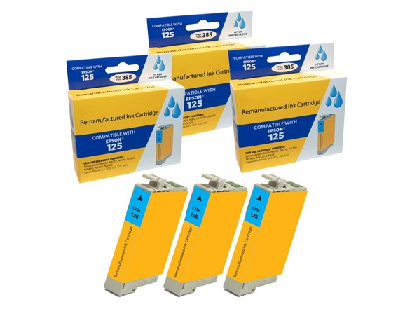 Compatible Epson 125 Cyan Ink Cartridge (3 Pack)