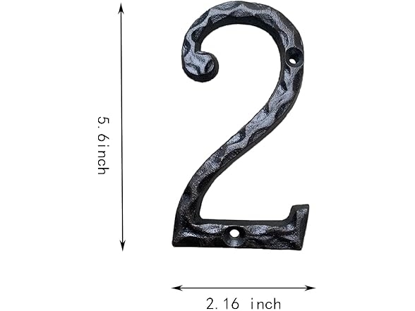 YICC 5.6 Inch Hammered Cast Iron House Number