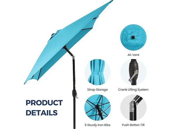 Sunvivi Outdoor 6.5 x 10 Ft Rectangular Umbrella