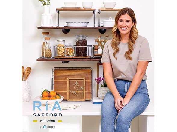 iDesign Ria Safford Collection Acacia Wood and Wire Organizer