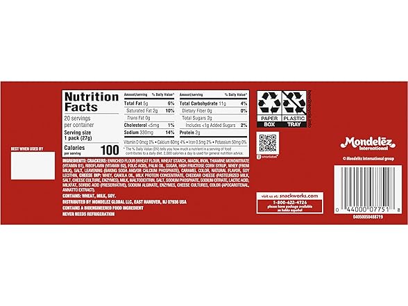 20PK Handi-Snacks RITZ Crackers 'N Cheesy Dip Snacks