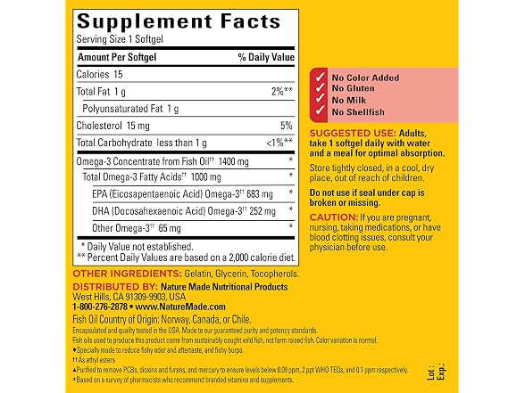 Nature Made Burp Less Ultra Omega 3 Fish Oil