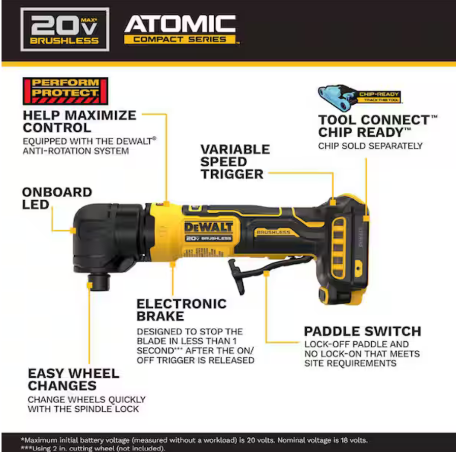 Dewalt DCG422B ATOMIC 20V MAX Right Angle Die Grinder - Gallery 6
