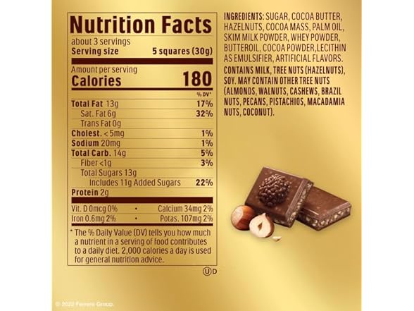 Ferrero Rocher Milk Choc Hazelnut Bar 3oz