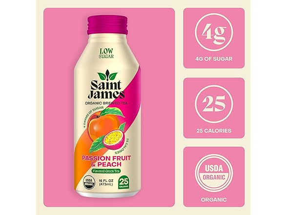 12PK Saint James Iced Tea - Organic Green Tea