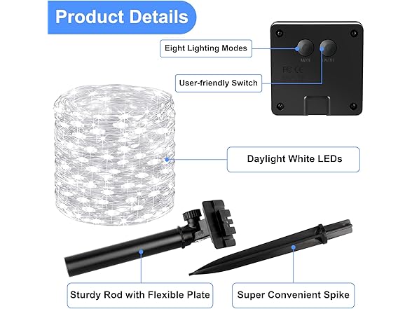 Brightever 160FT Solar String Lights- Choose Color