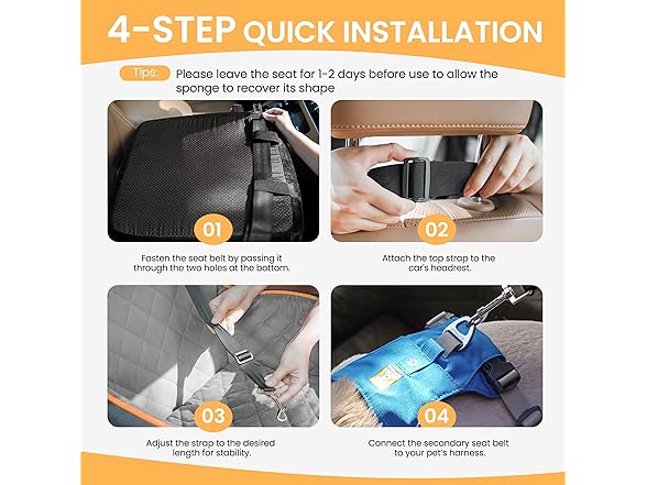 Dog Car Seat with Washable Mat