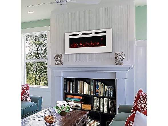 Sunnydaze 50" White Indoor Electric Fireplace Insert