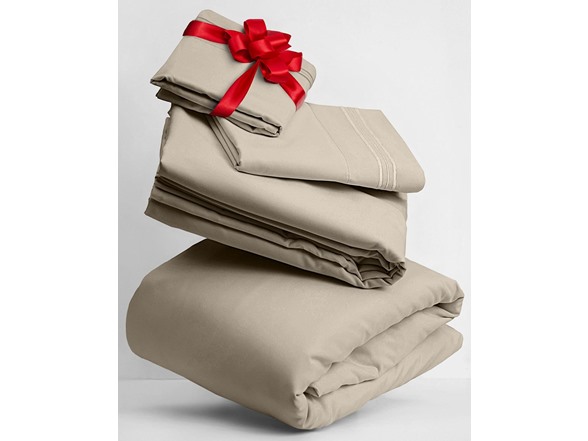 Mellanni M-BEDSHEETSET-Q-NEW-BEIGE Quee