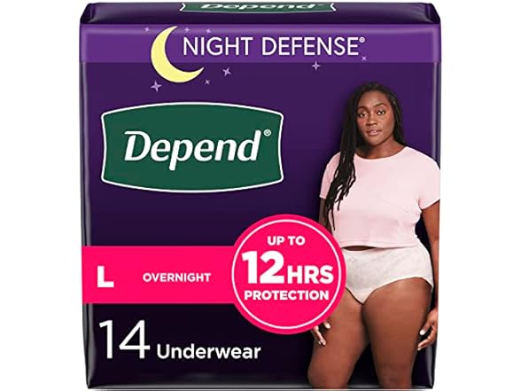 Depend Night Defense Underwear Women L