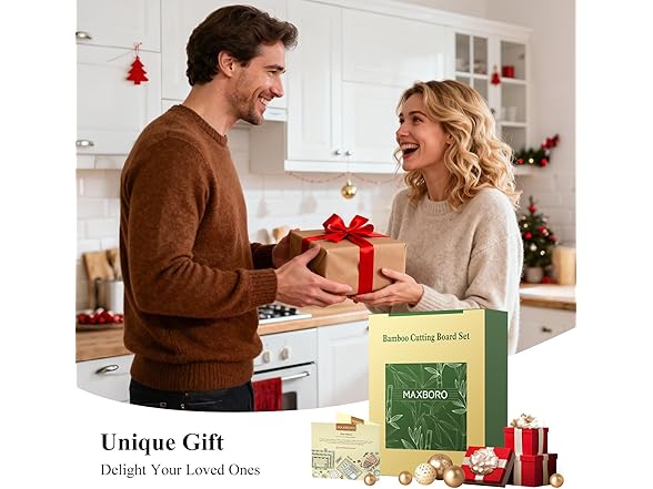 3PCS Bamboo Cutting Board Set with Stand