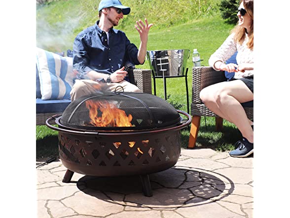 Sunnydaze Crossweave Wood Burning Fire Pit