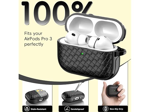 R-fun AirPods Pro 3 Case Woven Leather