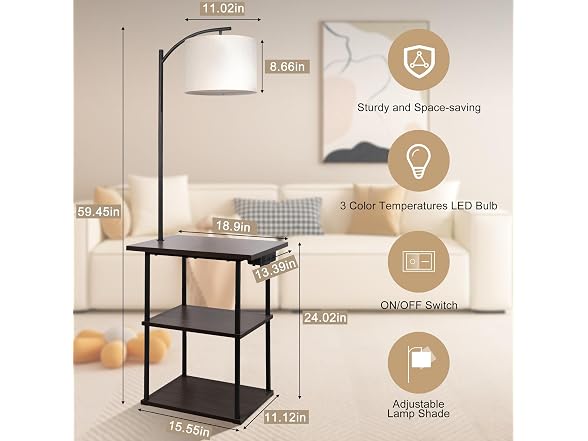 End Table with Floor Lamp & Charging