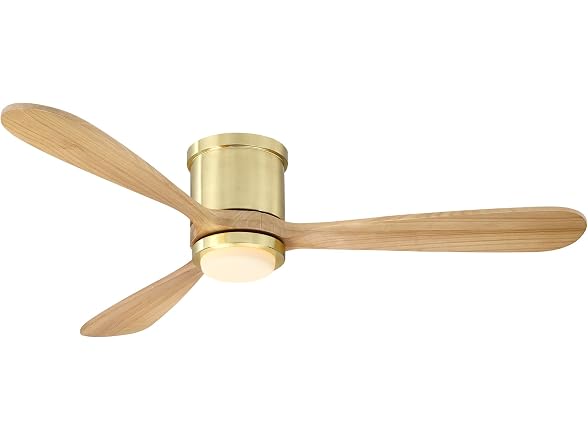 Parrot Uncle 52 Inch Flush Mount Solid Wood Ceiling Fan, Gold