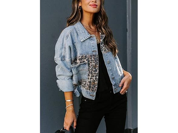 Chouyatou Women (XL) Spliced Ripped Jacket Coat