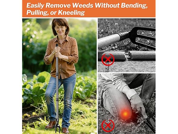 GOXAWEE W0568 Metal Stand Up Weed Puller Tool