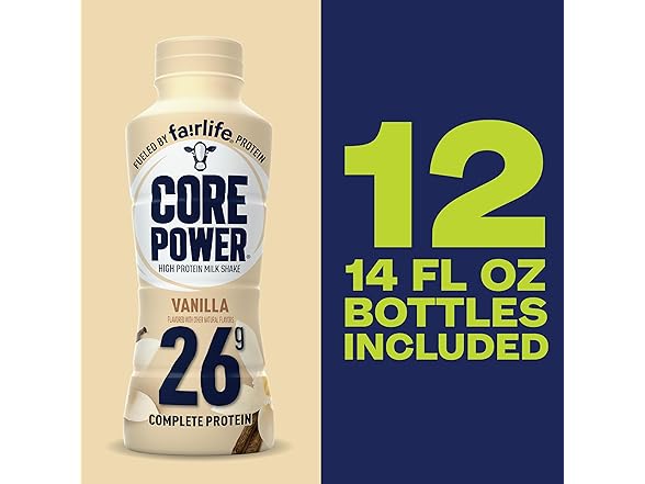 12PK Core Power Protein Shake, Vanilla, 26g Bottle