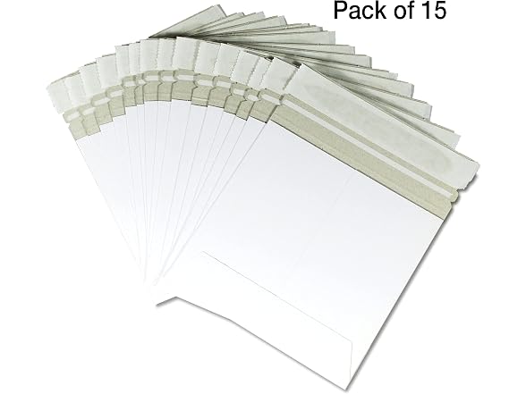 6x6 Rigid Paperboard Mailers, 15 Pack - Self-Seal Stay Flat Envelopes