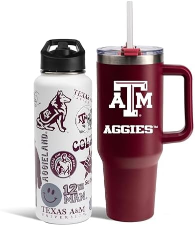 Memory Company NCAA Water Bottle and Tumbler with Straw Set