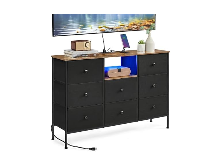 SONGMICS Fabric Dresser for Bedroom - Ink Black