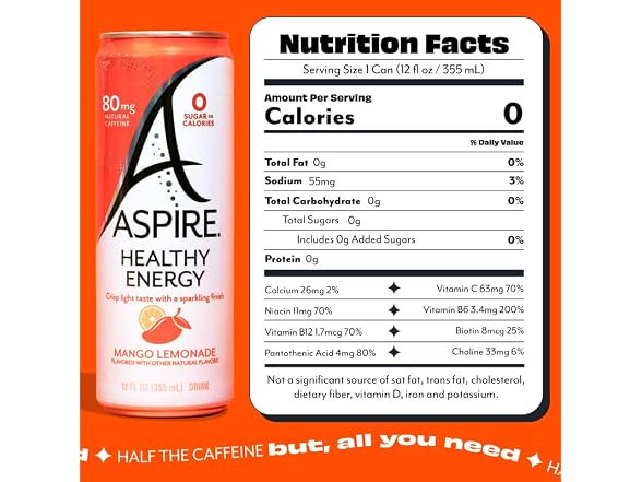 12PK ASPIRE® Mango Lemonade, Healthy Energy Drink