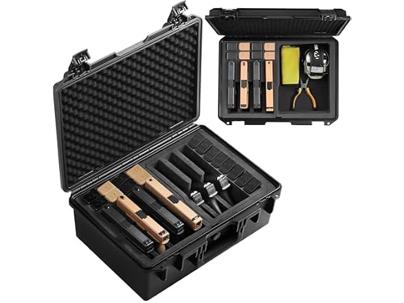 Waterproof Pistol Case W/ Premium Foam 7 Guns 4+3 Layout