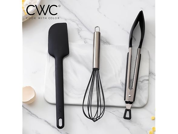 Silicone 3 Pc Utensils Set, Black