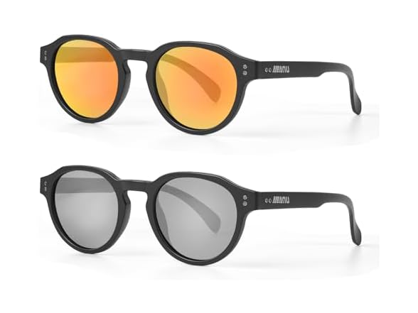 AEANU 2-Pack Polarized Sunglasses RED/SILVER