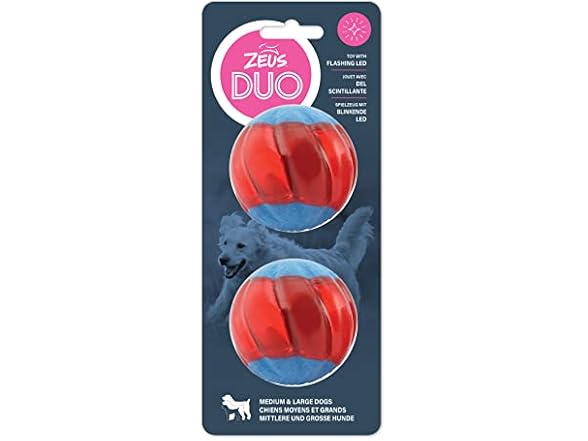 ZEUS Duo Balls with LED, Interactive Dog Toys, Large