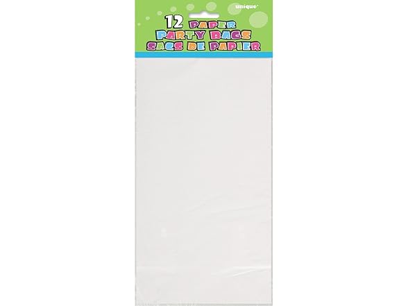 Unique Industries White Paper Party Bags, Pack of 12