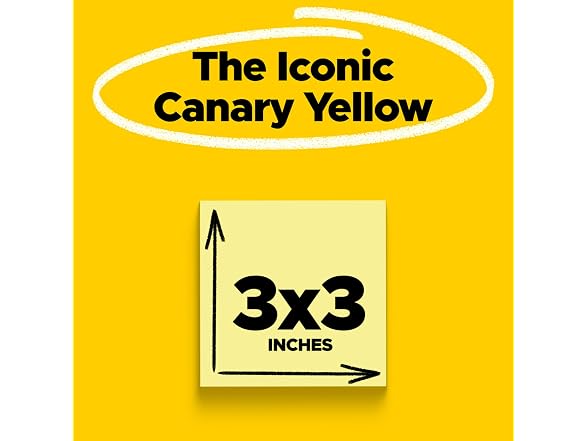 Post-it 100% Recycled Super Sticky Notes, 3 x 3 in, Canary Yellow, 12 Pads
