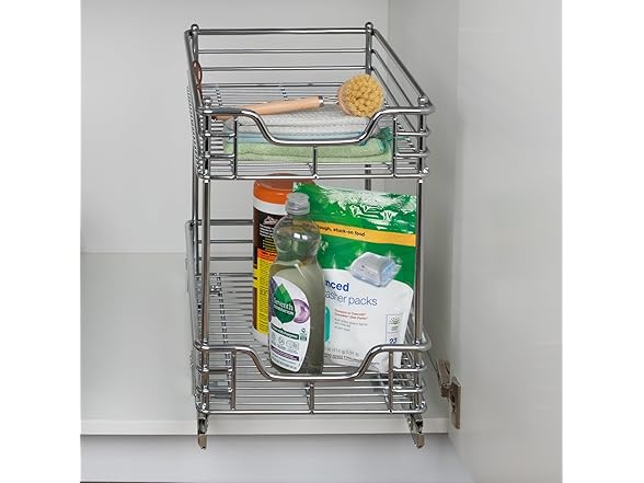  Steel 2-Tier Sliding Under Sink Cabinet Organizer