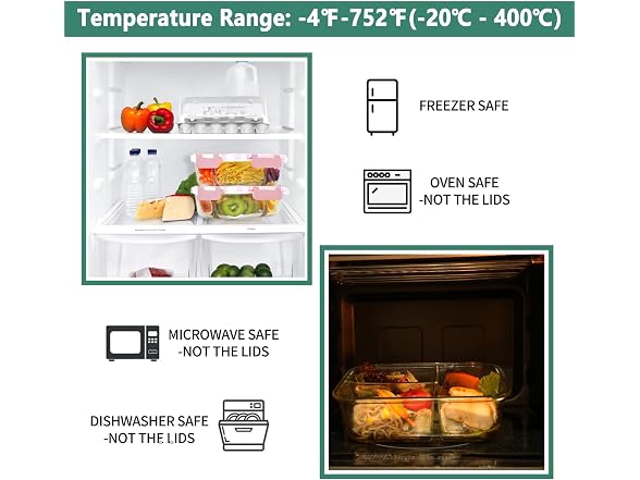 HOMBERKING 8 Pack 3 Compartment 36oz Containers
